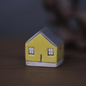 Yellow Greenland Ceramic House- Miniature House - Tiny House - Handmade Ceramic House - Terrarium House