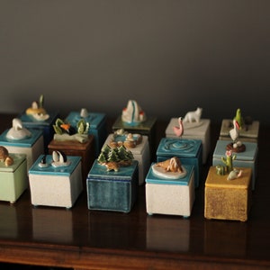 Ceramic Box with Dino Handmade ceramic Box with House Ceramic Jewellery Box image 9