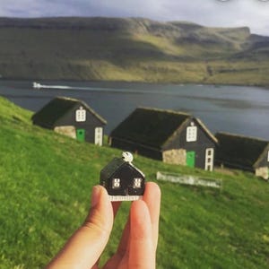 Faroe Islands House - Miniature - House - Tiny Small House - Handmade Ceramic - Faroe Islands House with Sheep - Nordic House