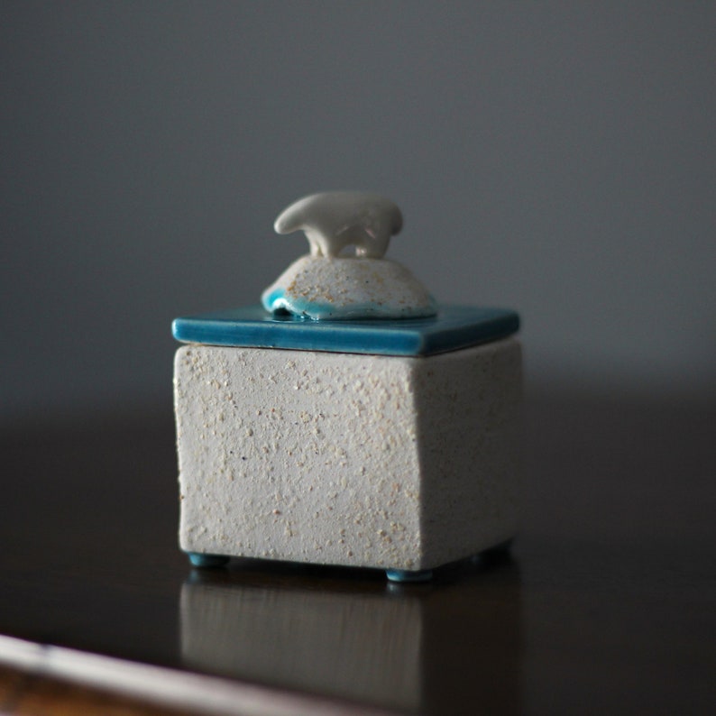 Ceramic Box with Polar Bear Handmade ceramic Box with House Ceramic Jewellery Box image 7