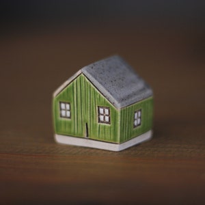 Light Green Greenland Ceramic House- Miniature House - Tiny House - Handmade Ceramic House - Terrarium House