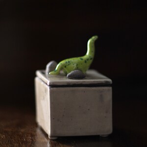 Ceramic Box with Dino Handmade ceramic Box with House Ceramic Jewellery Box image 4