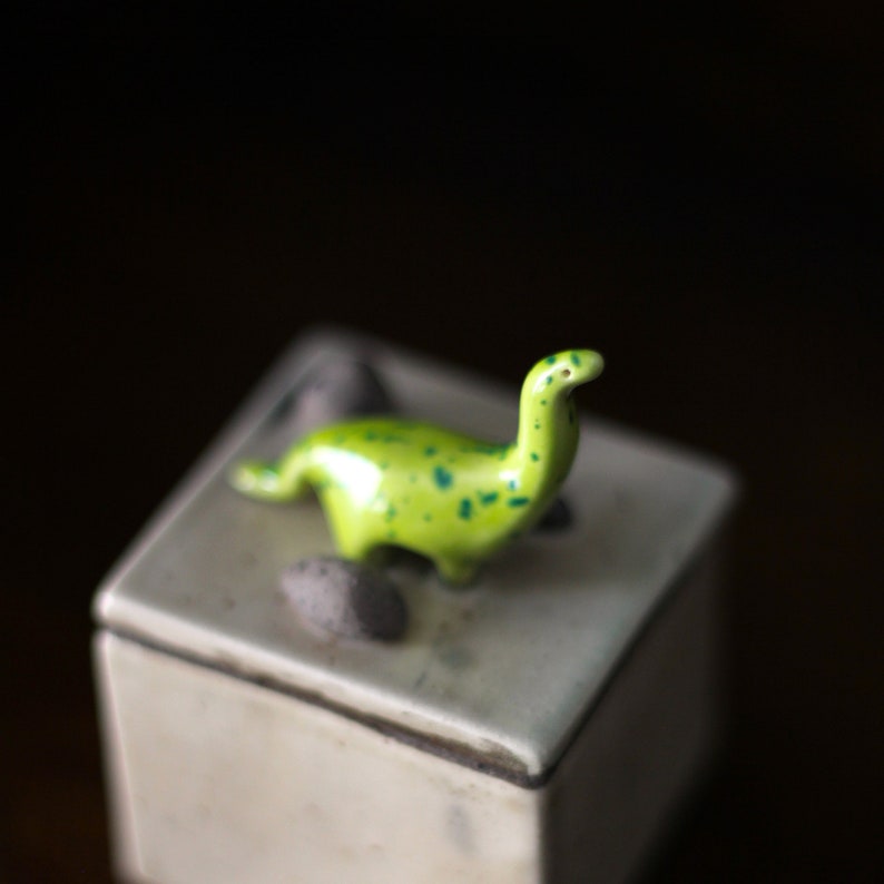 Ceramic Box with Dino Handmade ceramic Box with House Ceramic Jewellery Box image 6