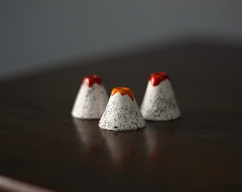 Set of 3 Icelandic Volcano- Miniature Mountain - Tiny Small Lava - Handmade Ceramic Icelanic Volcano