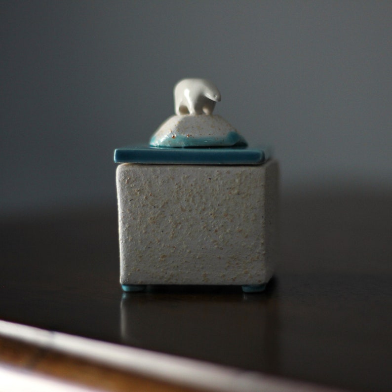 Ceramic Box with Polar Bear Handmade ceramic Box with House Ceramic Jewellery Box image 8