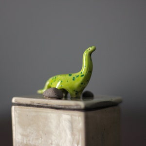 Ceramic Box with Dino Handmade ceramic Box with House Ceramic Jewellery Box image 1