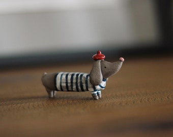 Ceramic Sausage Dog - Handmade Ceramic Dakhound - Ceramic Animal