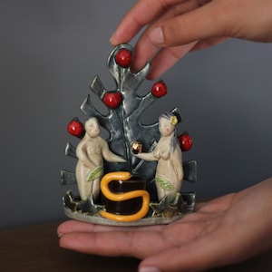 Adam & Eve Incense Holder - Miniature Ceramic - Incense Burner - Palo Santo Holder - Candle Holder