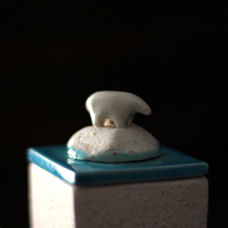 Ceramic Box with Polar Bear Handmade ceramic Box with House Ceramic Jewellery Box image 2