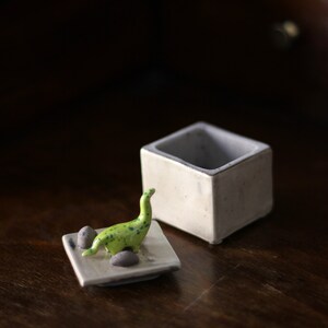 Ceramic Box with Dino Handmade ceramic Box with House Ceramic Jewellery Box image 5