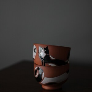 Cat & Dog Terracotta Cup Animal Matcha Bowl 6 oz Coffee Cup Chawan Latte and Cappucino Cup Gift for Coffee Lover person image 10