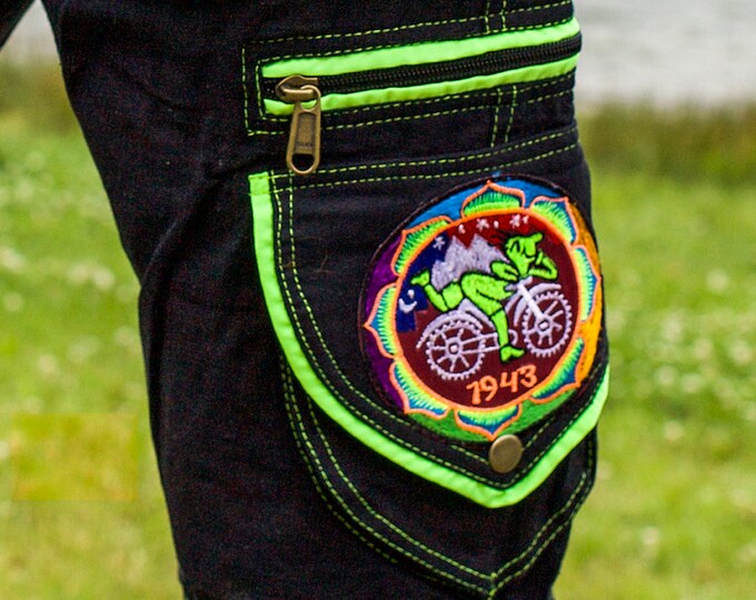 Intelligent LSD Bicycle Day Pants - Albert Hofmann Bicycleday cult mandala shorts 9 pockets custom size handmade long and short pants in one