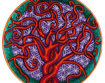 Flower of Life Tree of Life purple style embroidery patch