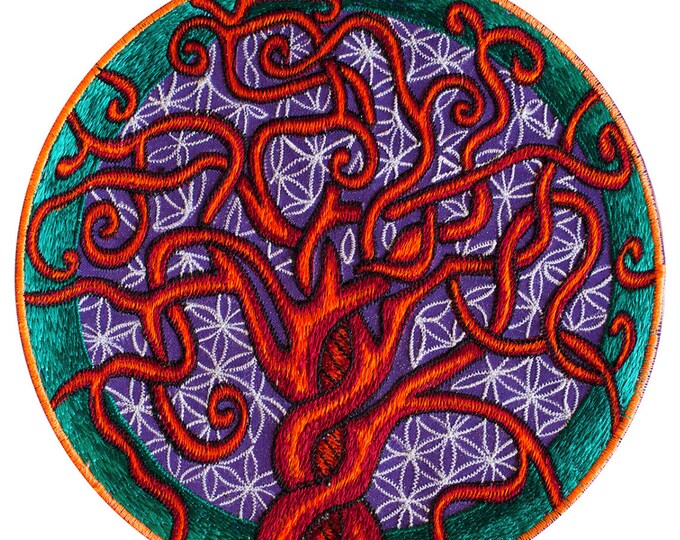 Flower of Life Tree of Life purple style embroidery patch