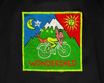 Wonderchild LSD T-Shirt Hofmann Bicycle Day blacklight handmade embroidery no print goa t-shirt Timothy Leary vintage LSD25 discovery art