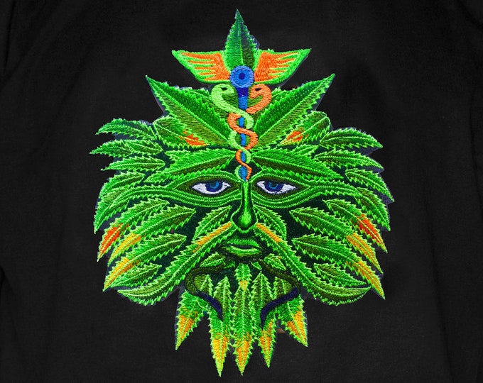 Medical Marihuana T-Shirt hippie weed goa tshirt psychedelic goa trance THC spirit weed healing hemp embroidery shirt