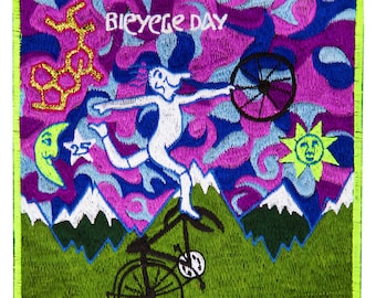 Pink Bicycle Day Patch – Psychedelic LSD Embroidery, Albert Hofmann Festival Art