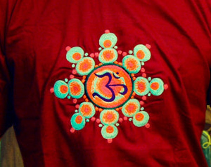 Aum Bubbles T-Shirt blacklight aum goa trance wears embroidery no print goa t-shirt