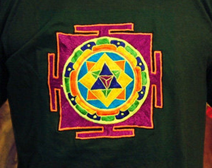 Merkabha T-Shirt - sacred healing geometry flower of life drunvalo melchizedek handmade embroidery no print
