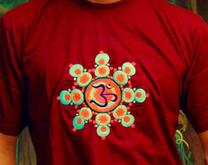 Aum Bubbles T-Shirt blacklight aum goa trance wears embroidery no print goa t-shirt