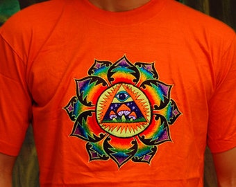 Illuminati Mushrooms T-Shirt allseeing rainbow psilo eye psychedelic no print goa t-shirt