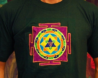 Merkabha T-Shirt - sacred healing geometry flower of life drunvalo melchizedek handmade embroidery no print