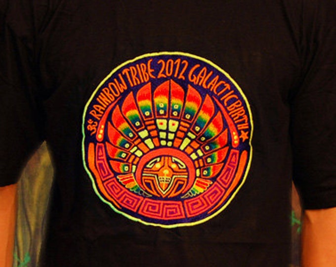 Quetzalcoatl 2012 T-Shirt - sacred healing geometry crop circle handmade embroidery no print