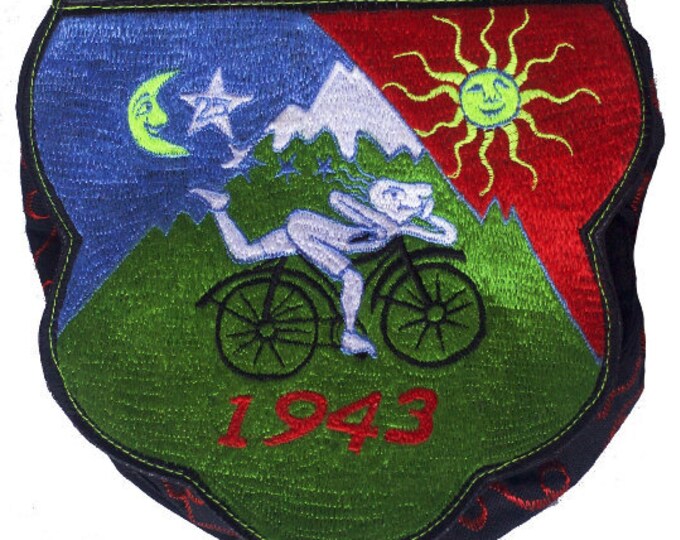 LSD Shoulderbag psychedelic Bicycleday bag goa trance embroidery LSD vintage artwork Timothy Leary handbag