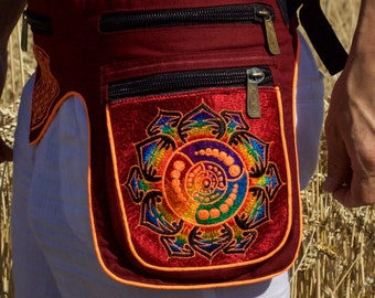 Beltbag Orange Attributes - 7 pockets, strong ziplocks, size adjustable - hook & loop and clip - blacklight active lines crop circle