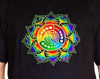 Attributes crop circle T-Shirt rainbow mandala blacklight handmade embroidery no print goa t-shirt