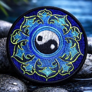 Yin Yang Mandala Embroidery Patch – Taoist Balance Symbol, Taoism Compact Patch