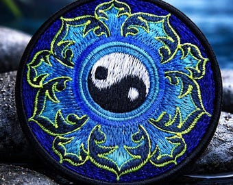Yin Yang Mandala Embroidery Patch – Taoist Balance Symbol, Taoism Compact Patch