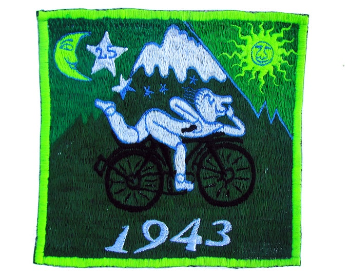 Green Bicycle Day LSD medium Patch Albert Hofmann 1943 Burning Man Psychedelic Acid Trip Hippie Visionary Drug Cosmic Healing Medicine