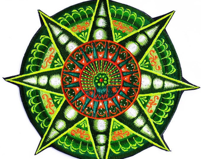 Peyote Star Mandala Huichol Artwork psychedelic blacklight patch