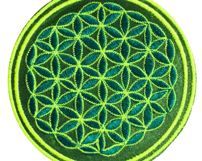 green flower of life patch small size