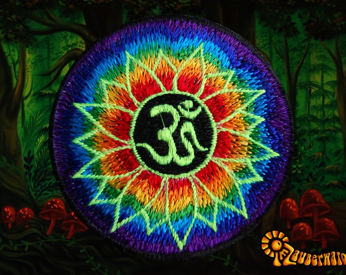 purple flower aum patch small size cosmic music goa india