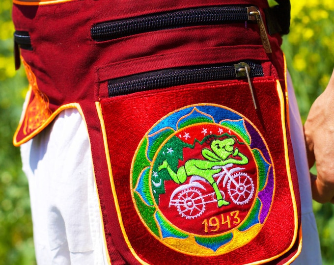 Beltbag Hofmann Mandala - 7 pockets, strong ziplocks, size adjustable with hook & loop and clip - blacklight active lines flower of life