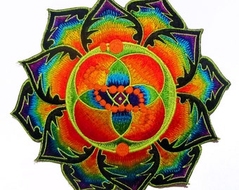 DNA healing crop circle patch flower of life blacklight rainbow mandala