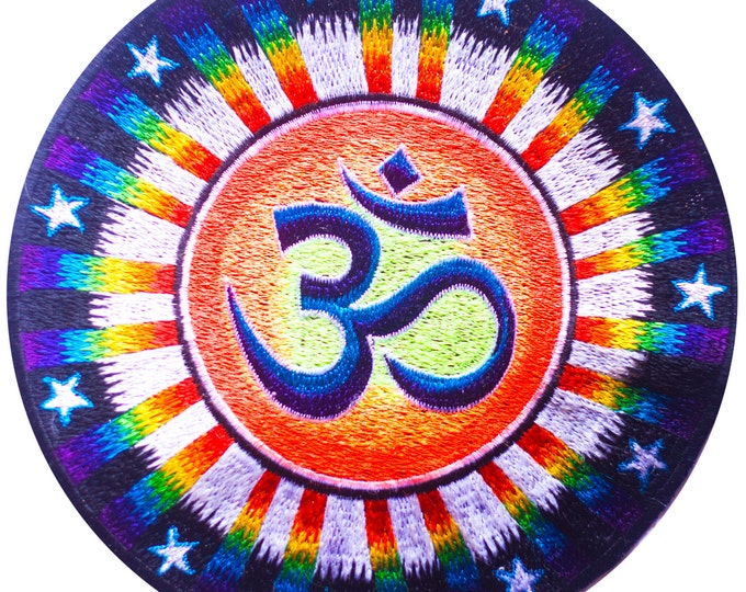 Spiritual AUM Rainbow Sun Patch starseed blacklight glowing embroidery