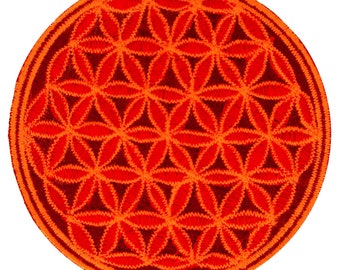 red flower of life patch small size