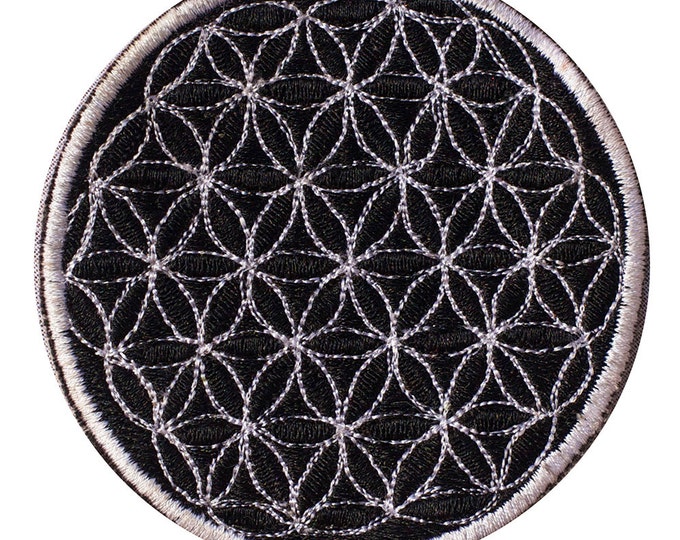 black flower of life patch small size with variations