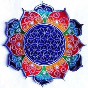 fractal Flower of Life rainbow mandala holy geometry patch sacred art