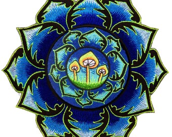 Mushroom Mandala Patch Psychedelic Psilocybin Shroom Yantra embroidery