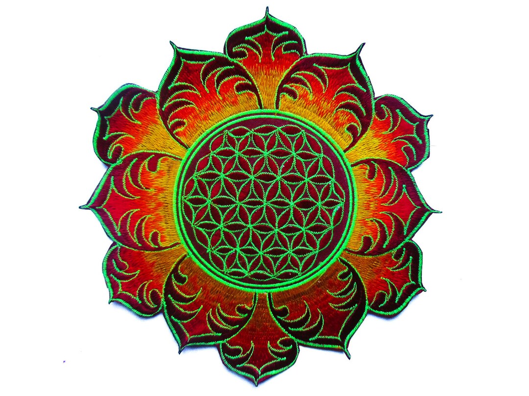  Blume des Lebens rote Mandala heilige Geometrie Patch heilige Kunst Illustration 