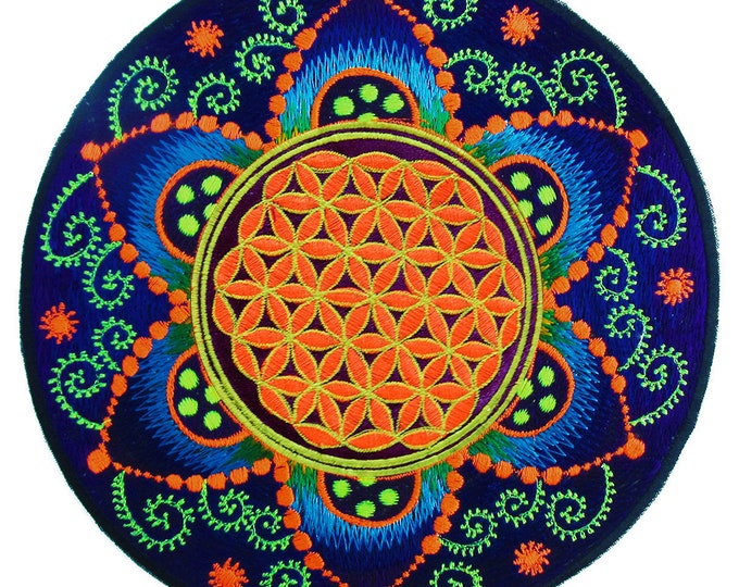 Flower of Life caleidoscope crop circle mandala holy fractal geometry patch sacred art divine healing