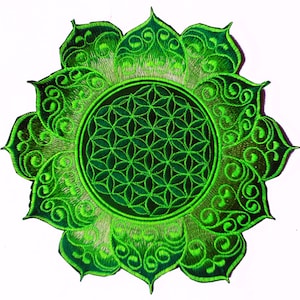 celtic Flower of Life green mandala holy geometry patch sacred art