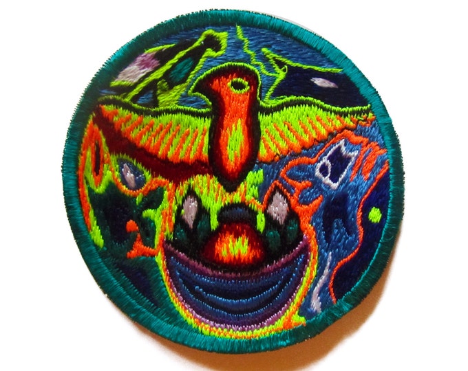 Huichol shaman bird art patch indigene mexico mescaline peyote psychedelic