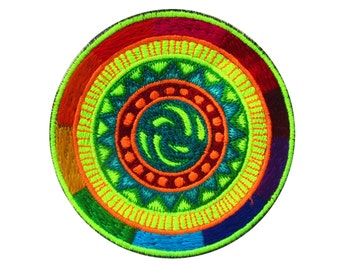 huichol sun patch - indigene rainbow peyote artwork
