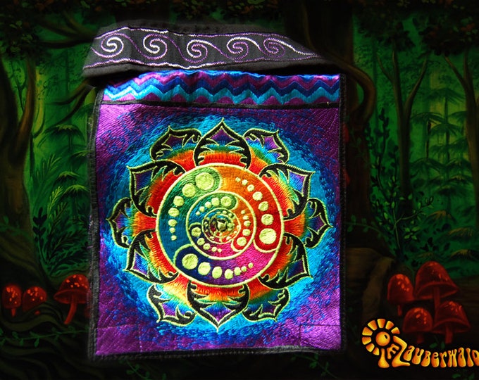 Attributes crop circle shoulder bag blacklight glowing sacred geometry mandala handbag