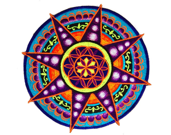 Seed of Life star holy geometry patch sacred art blacklight glowing embroidery art